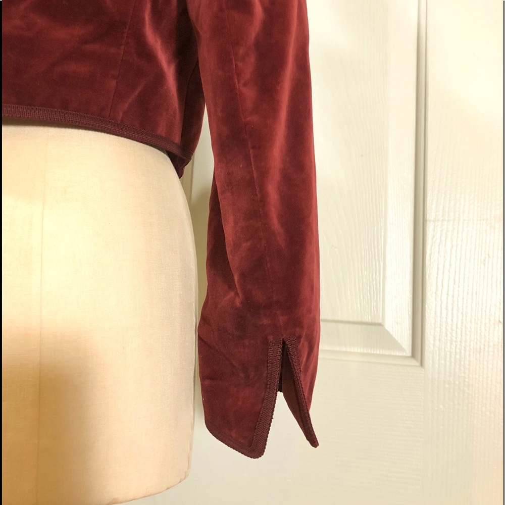 Jaeger Velour Cropped Jacket Buttons Sz 6 Red - Picture 3 of 10
